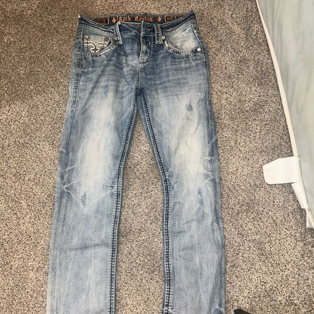 Rock Revival Faded Blue Denim Jeans